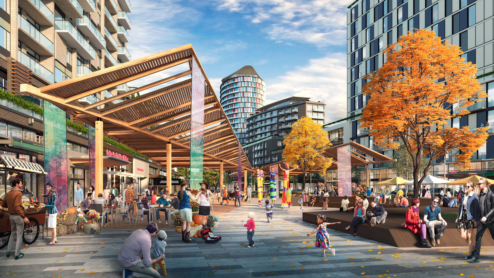 rendering of city square